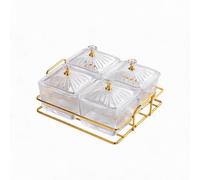NbgrvB Bacs à épices en plastique de 21 cm, design transparent | Lot de 5 séparateurs multi-grilles, empêche le mélange des saveurs, finition dorée, utilisation de comptoir de cuisine