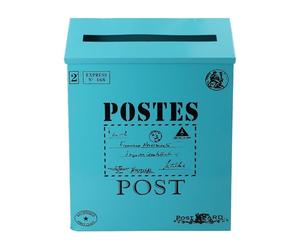 NbgrvB Boîte aux lettres murale vintage en métal pour décoration d'intérieur, design européen rustique, boîte aux lettres d'extérieur en fer, bleu, rouge, blanc, vert, jaune bleu