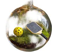 NbgrvB Boule de sport en plastique transparent pour sapin de Noël 8 cm avec motifs de baseball, golf, football, pickleball