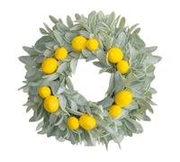 NbgrvB Couronne de citron artificielle à suspendre 37 cm, pour oreilles de | Couronne de vigne artificielle avec oreilles de lapin, 37 cm, décoration florale à suspendre pour porte de 37 cm, artifici