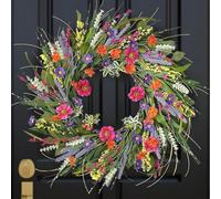 NbgrvB Couronne de fleurs de printemps artificielles de 55,9 à 61 cm, vigne florale en soie verte pour décoration murale de porte, guirlande élégante à suspendre pour maison, intérieur et extérieur