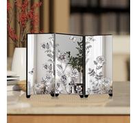 NbgrvB Creative Style Paravent pliable en acrylique, miroir pliable avec impression détaillée, pour décoration de tableau compact en PVC pour salon, bureau, noir, 23 x 11 cm