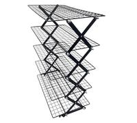 NbgrvB Étagère de rangement de cuisine en fer à 5 niveaux avec design pliable pour épices et fournitures de pâtisserie, grille de refroidissement pour pain, noir/argenté et noir, 5 couches