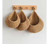 NbgrvB Filet de rangement en corde de chanvre et coton crocheté à la main | Panier mural respirant pour pommes de terre, oignons, fruits - Pour cuisine, jardin, ferme