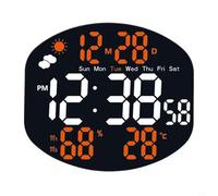 NbgrvB Grande horloge murale LED avec affichage de la météo, horloge électronique numérique, affichage de l'heure, la date, la température, l'humidité, format 12/24 h avec télécommande et double