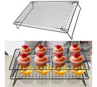 NbgrvB Grille de refroidissement pliable avec pieds pour griller, rôtir, cuisson au four, maille optimisée pour un rangement facile, en acier au carbone, 42,5 x 27,7 cm