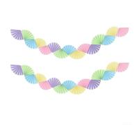 NbgrvB Guirlande Éventail pour papier 2pcs 1.6m Multicolore pour fête(Macron)
