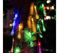 NbgrvB Guirlande lumineuse solaire en forme de goutte d'eau 8 m 60 LED, IP44 résistante aux intempéries avec fonction mémoire pour décoration de fête de jardin