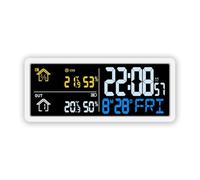 NbgrvB Horloge murale LCD numérique multifonction avec affichage de l'heure | Humidité de la température intérieure et extérieure, fonction d'alarme avec icônes de confort, capteur à distance
