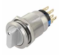 NbgrvB Interrupteur à bouton-poussoir 3 positions 2NO2NC momentané pour acier inoxydable IP66 IK09 Indicateur LED 3-6 V 5 A pour contrôle de machines lourdes 19 mm