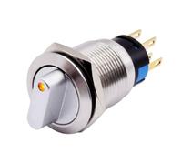 NbgrvB Interrupteur à bouton-poussoir 3 positions 2NO2NC momentané pour acier inoxydable IP66 IK09 Indicateur LED 3-6 V 5 A pour contrôle de machines lourdes 19 mm