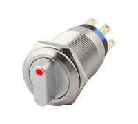 NbgrvB Interrupteur à bouton-poussoir 3 positions 2NO2NC momentané pour acier inoxydable IP66 IK09 Indicateur LED 3-6 V 5 A pour contrôle de machines lourdes 19 mm