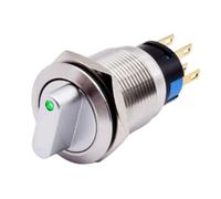 NbgrvB Interrupteur à bouton-poussoir 3 positions 2NO2NC momentané pour acier inoxydable IP66 IK09 Indicateur LED 3-6 V 5 A pour contrôle de machines lourdes 19 mm