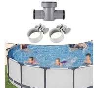 NbgrvB Kit de connecteurs en T pour piscine compatible avec et pour Intex P61408, 3 pièces avec adaptateurs de 3,25 à 3,8 cm, joints toriques et colliers de serrage pour filtration