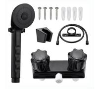 NbgrvB Kit de robinet de douche à 2 trous en alliage de zinc noir avec tuyau pulvérisateur portatif pour camping-car, remorque de voyage, utilisation en extérieur