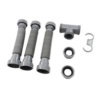 NbgrvB Kit de vidange double d'évier avec siphon en P réglable, extensible de 20 à 80 cm pour tuyaux de 3,8 cm et 3,8 cm, ensemble de drainage en plastique anti-fuite avec joints en silicone et