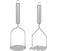 NbgrvB Lot de 2 presse-purée en acier inoxydable pour cuisine robuste avec poignée confortable pour les aliments mous Argenté