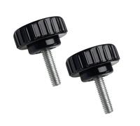 NbgrvB Lot de 2 vis moletées M6 x 35 mm, 304 pour boutons à main en acier | Avec tête ergonomique noire pour tête en plastique, filetage métrique, machines à bois, perceuse, tour de presse à fixation