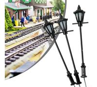 NbgrvB Lot de 3 Lampadaires Modèle Réduit 7cm Échelle O | Structure en métal , pour source LED intégrée, tension pour 3v, résistances incluses pour 12-16V