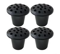 NbgrvB Lot de 4 pots de fleurs en plastique noir avec couvercles, vases funéraires pour décoration commémorative extérieure, 13 cm x 11 cm