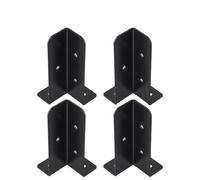 NbgrvB Lot de 4 supports d'ancrage réglables pour poteaux de clôture en métal robuste 2 x 2, 2 x 4, 4 x 4, bois noir