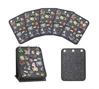 NbgrvB Porte-badges en feutre - Classeur collecteur de 5 pages avec recharges, solution de rangement à domicile - Épingles et broches en émail (gris foncé)