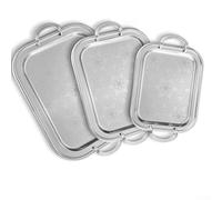 NbgrvB pour plateau Alimentaire pour Grand Modèle en Métal Argenté Design pour rétro pour Snacks et Fast Food avec pour surface de Rangement 46.3x32.5cm(Small)