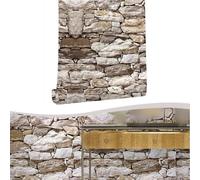 NbgrvB Self Rouleau de papier peint effet pierre 3D 45 cm x 5 m Ardoise | Autocollant mural en vinyle motif brique pour décoration d'intérieur, finition gris doré