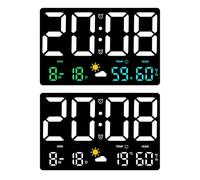NbgrvB Station météo sans fil pour intérieur et extérieur, thermomètre hygromètre numérique avec prévisions 12h, pour grand écran couleur, pour double alarme et calendrier