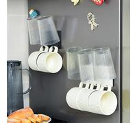 NbgrvB Support mural pour tasse à café, crochets en métal robuste sans bandes de perçage, organiseur de rangement à l'envers pour cuisine, bureau, réfrigérateur, noir, 31 cm