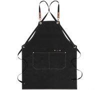 NbgrvB Tablier de mécanicien en toile haute densité, résistant à l'huile avec poches de rangement, sangles ergonomiques réglables et crochets métalliques pour garage, atelier, noir, 74 x 60 cm