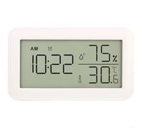 NbgrvB Thermomètre hygromètre numérique LCD avec réveil, jauge de température intérieure, support mural portable ou support de bureau, alimenté par piles (blanc)
