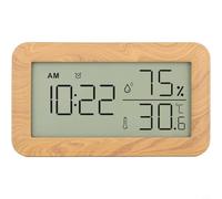 NbgrvB Thermomètre hygromètre numérique LCD avec réveil, jauge de température intérieure, support mural portable ou support de bureau, alimenté par piles (kaki)