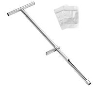 NbgrvB Tige de sonde d'échantillonnage de sol robuste de 91,4 cm, pour tarière à poignée en T en acier inoxydable avec pédale pour l'entretien des plantes de jardin, pelouse, 2 sacs de rangement