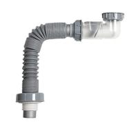 NbgrvB Tuyau d'évacuation pour lavabo de salle de bain avec connecteur coudé, tuyau d'évacuation extensible avec filtre, gris, 90 cm