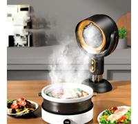 NbgrvB Ventilateur d'échappement d'huile de bureau réglable, 8 W, alimenté par USB, extracteur de fumée pour casserole chaude et barbecue, purificateur d'air de cuisine portable, noir et doré