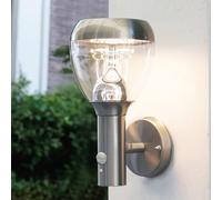 NBHANYUAN Lighting Applique Murale LED Exterieur avec Détecteur de Mouvement et Interrupteur Crépusculaire Acier Lampe Exterieur Inoxydable SUS316 Luminaire Argent 9W IP54