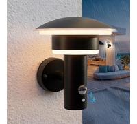 NBHANYUAN Lighting® Applique Murale LED Exterieur avec Détecteur de Mouvement et Interrupteur Crépusculaire Lampe Exterieur Inox SUS316 Luminaire Noir 9W 220V-240V IP44 (Avec Capteur PIR)