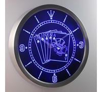 nc0379 de B Royal Flush Casino Skull Poker Game Room Neon Sign Horloge LED Wall Clock Horloge Lumineuse/lumineux horloge murale