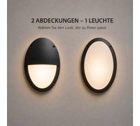 NCC-Licht Lampe Murale LED Noire IP66 5W E27 2700K 2 Cache Design 33x23x9 cm