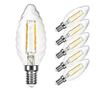 NCC-Licht Lot de 5 ampoules LED à filament - Forme bougie torsadée - 4 W = 40 W - E14 - Transparentes - Blanc chaud - 2700 K - Intensité variable