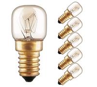 NCC-Licht Lot de 5 ampoules pour four T22 Tube E14 15 W Double spirale | Ampoule en verre transparent avec culot E14, idéale pour les fours et les applications résistantes à la chaleur