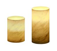 NCC-Licht Lot de bougies LED en cire blanc chaud pour 3 piles AAA avec interrupteur (2 bougies en marbre cosy)