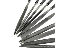 Ncheli Set de 10 limes Ncheli pour modélisme : lime plate, triangulaire, ronde, carrée, demi-ronde - 4 mm × 160 mm en acier au carbone de qualité, manche en PVC souple et anti-dérapant