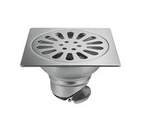 Ncheli Siphon de Sol Carré 9.8x9.8cm Bonde de Douche INOX | Filtre Anti-Odeur, Grille Universelle Évacuation, Système à Clip, Anti-Retour, Tube 50mm-75mm
