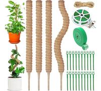 NCKIHRKK Lot de 4 Tuteur Plante, 70cm Tuteur Monstera Pliable, Grimpante sur Piquet de Plante de Fibre de Coco, Tuteur Sphaigne avec Serre-câble, Ficelle, Plante Monstera pour Maison Jardin