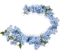 NCOALE Lot de 2 Guirlande Fleurs artificielles, 1,8 m, Guirlande de Fleurs artificielles à Suspendre, pour Maison, Jardin, fête, Mariage Deco (Bleu)