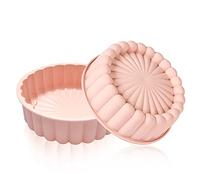 NCOALE Lot de 2 moules à gâteau ronds en silicone de 20 cm - Tournesol - Pour gâteaux superposés et au fromage - Beige