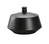 NCQIXIAO Bocal de cuisine rétro en céramique avec couvercle hermétique en silicone pour thé, café, noix, herbes, épices, sucre (noir bas)