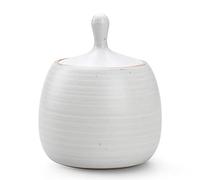 NCQIXIAO Récipients de cuisine rétro en céramique de forme ronde avec couvercle hermétique en silicone pour thé, café, noix, herbes, épices, sucre (blanc)